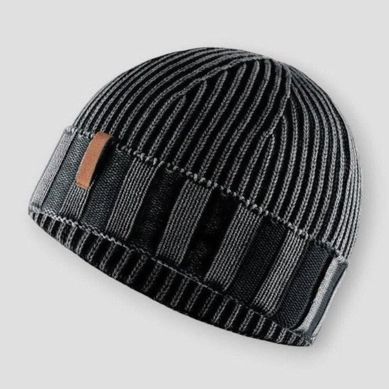 Unisex Cuffed Knitted Beanie | Vintage Winter Hat Back