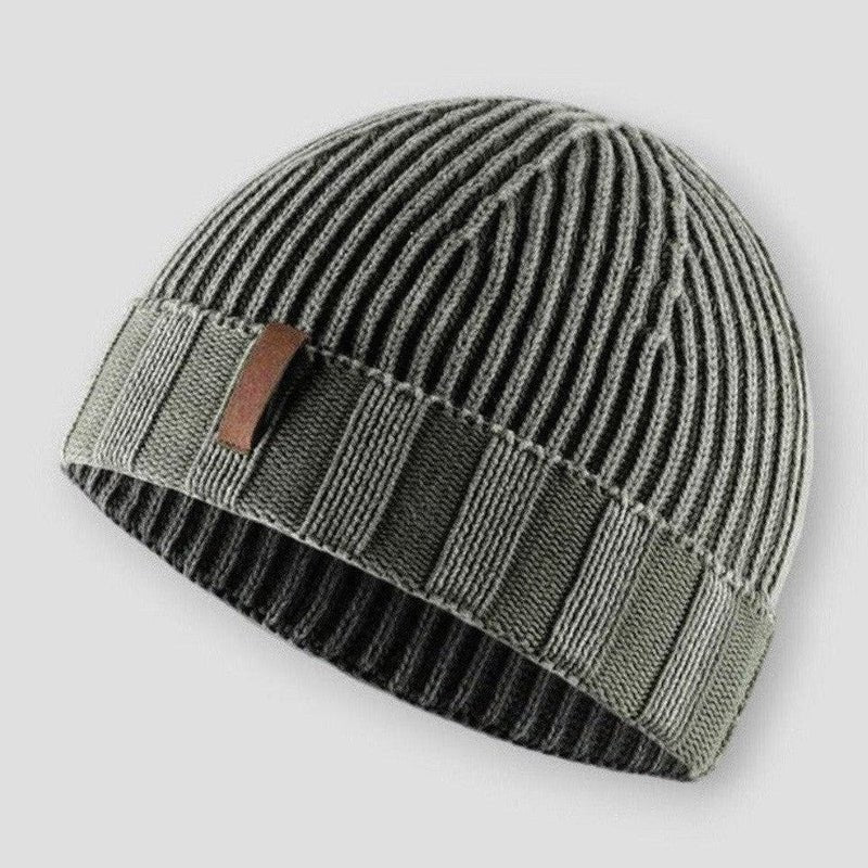 Unisex Cuffed Knitted Beanie | Vintage Winter Hat Side