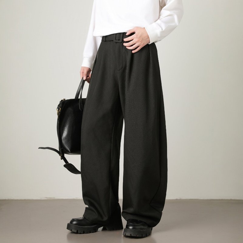 Unisex High-Waist Wide Leg Pants | Balloon Drape Belted Fit Alternate