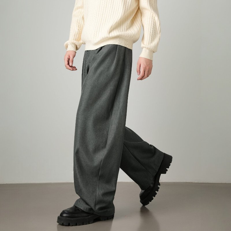 Unisex High-Waist Wide Leg Pants | Balloon Drape Belted Fit Angle