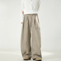 Unisex High-Waist Wide Leg Pants | Balloon Drape Belted Fit Back