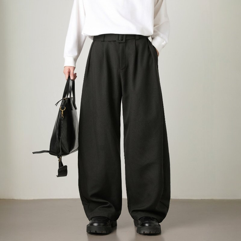 Unisex High-Waist Wide Leg Pants | Balloon Drape Belted Fit View 11