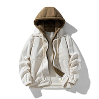Unisex Hooded Corduroy Jacket | Snap-Button Elasticated Cuffs Side