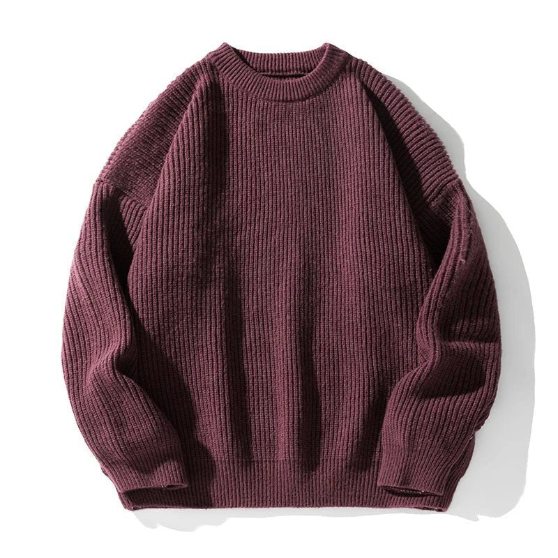 Unisex Raglan Sleeve Rib Sweater | Crewneck Relaxed Fit Front