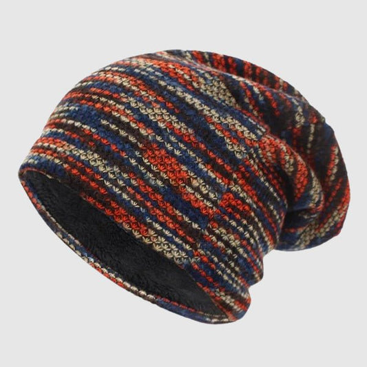 Unisex Slouchy Striped Winter Beanie | Wool Knit Hero