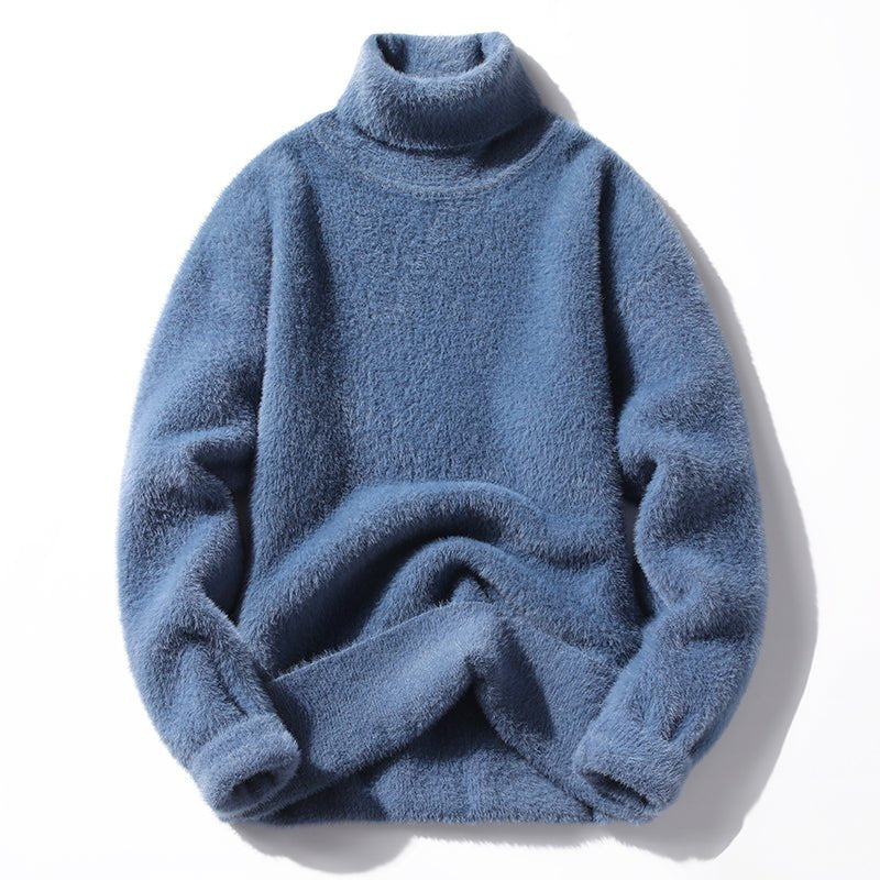 Unisex Turtleneck Fluffy Sweater | Cozy Knit Pullover Back