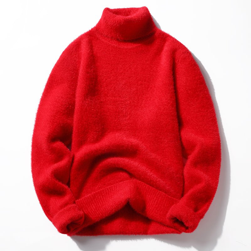 Unisex Turtleneck Fluffy Sweater | Cozy Knit Pullover Detail