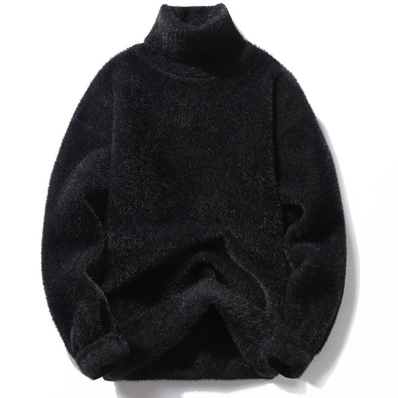 Unisex Turtleneck Fluffy Sweater | Cozy Knit Pullover Front
