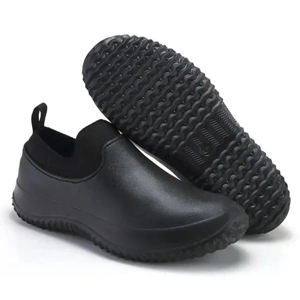 Unisex Waterproof Slip-On Work Shoes | Contrast Sole Grip Side