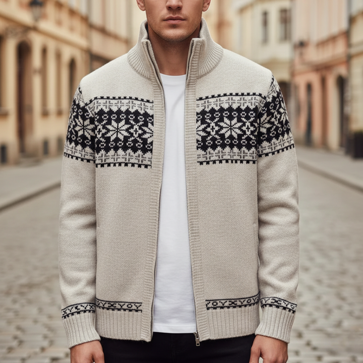 Men Nordic Full Zip Cardigan Sweater
