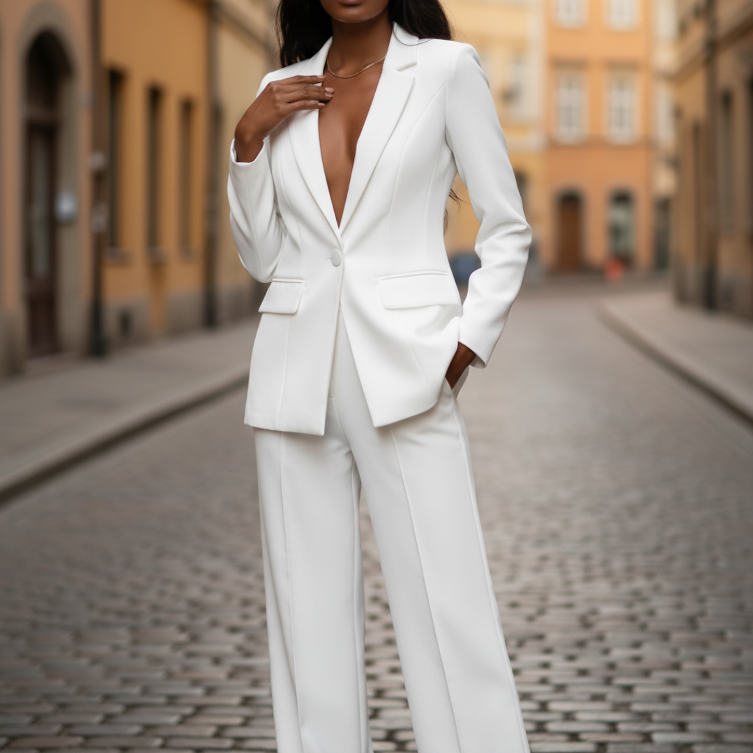 Damen Anzug Blazer mit Palazzo Hose Elegant | Vestea