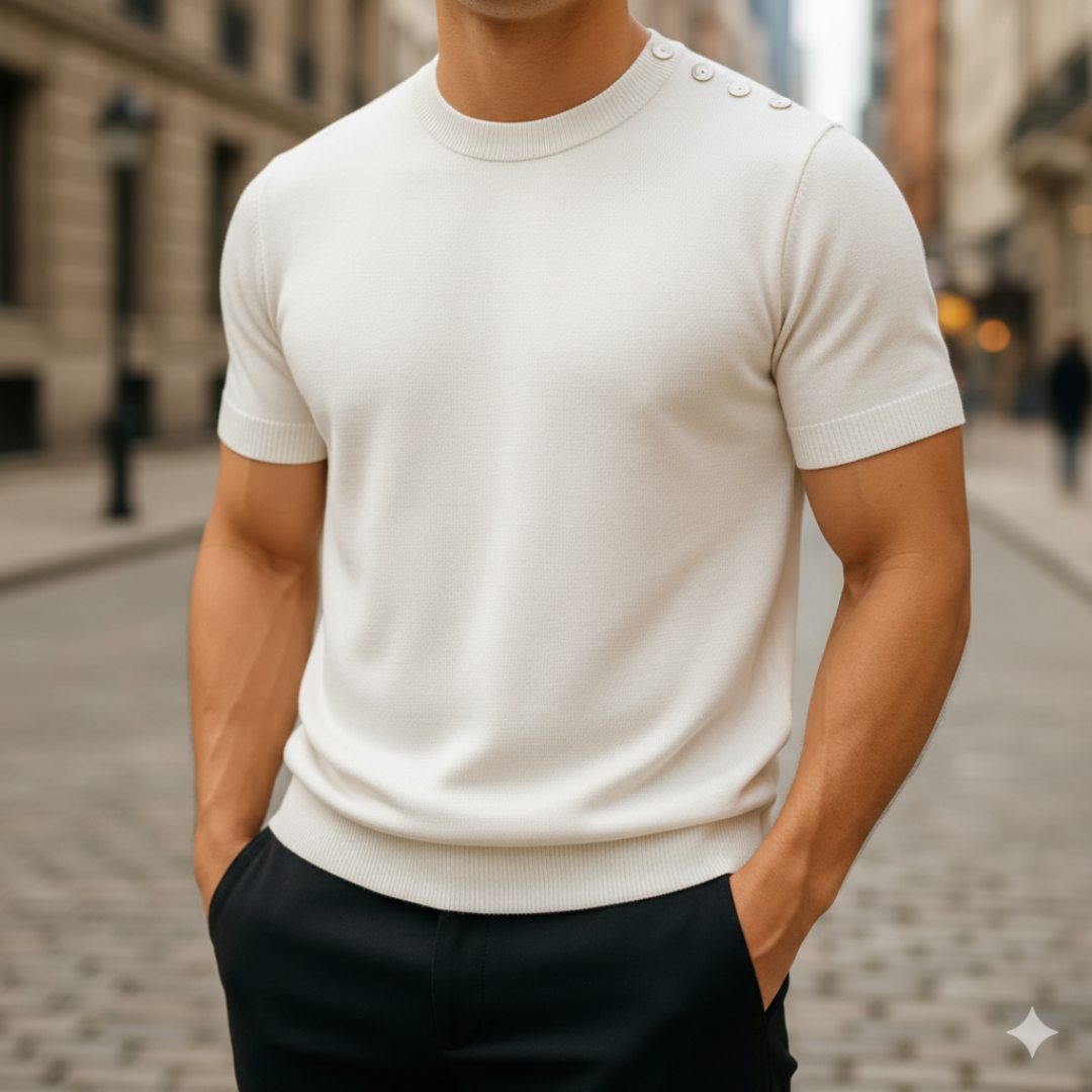 Kurzarm-Cashmere-Pullover für Herren | Vestea