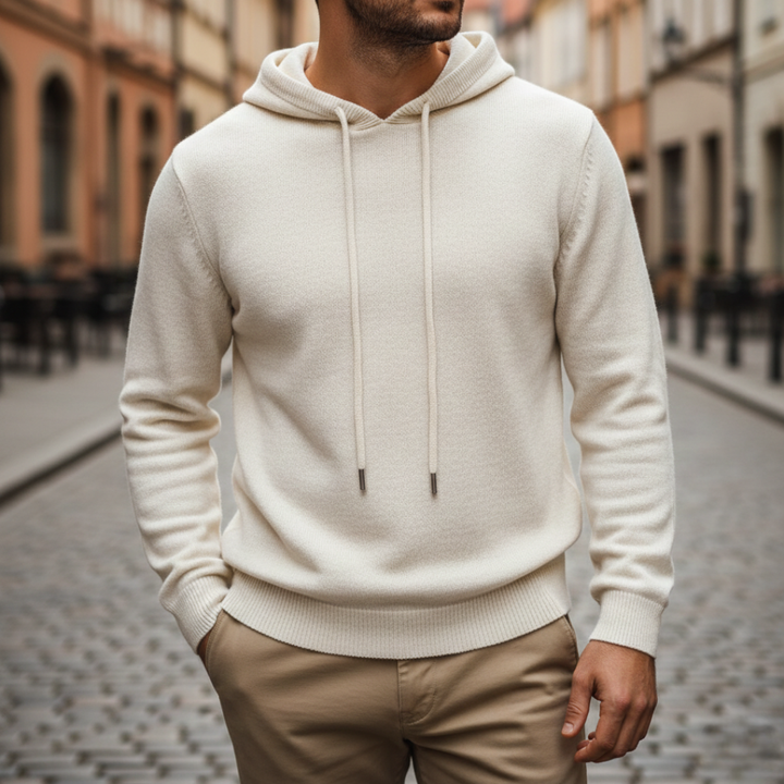 Suéter con capucha tejido para hombre