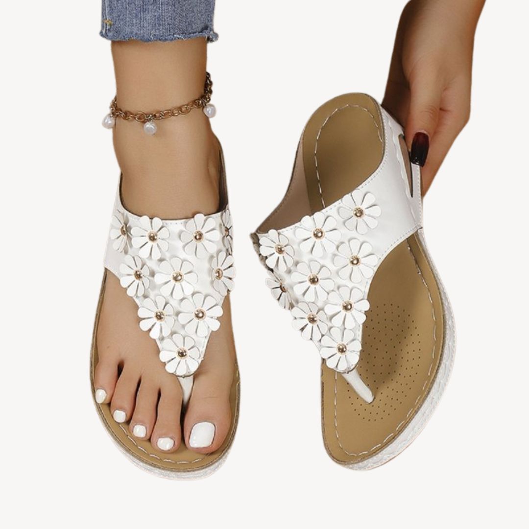Damen Orthopädische Blumen-Sandalen mit Flacher Sohle | Vestea