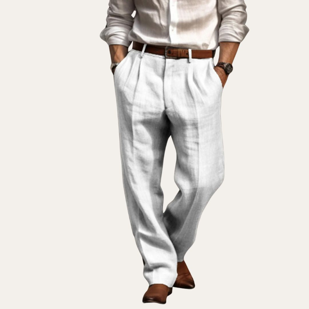 Herren Leinen-Faltenhose – Leicht, Atmungsaktiv & Stilvoll für Sommer und Freizeit | Vestea