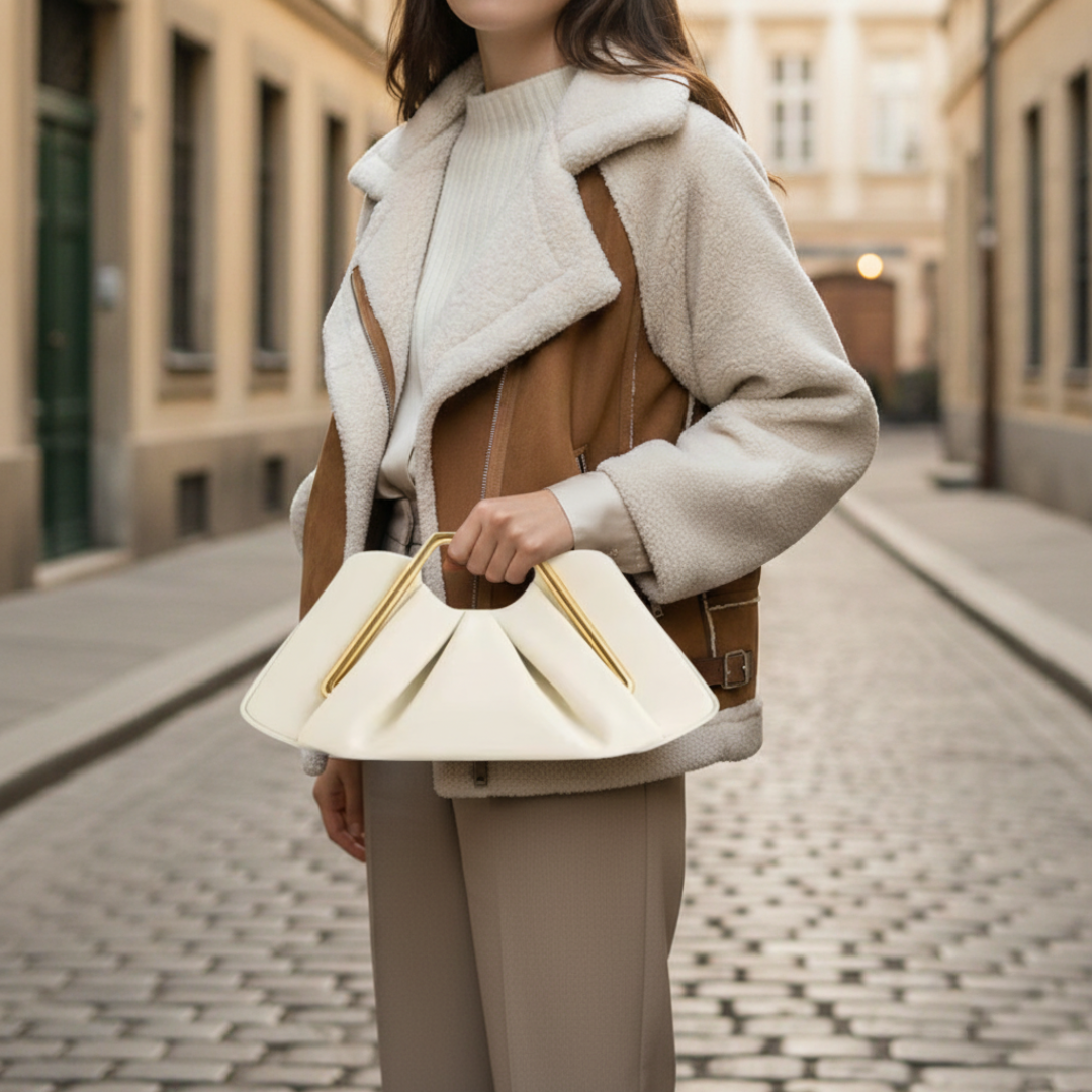 Damen Tasche mit Goldhenkel aus Kunstleder | Vestea