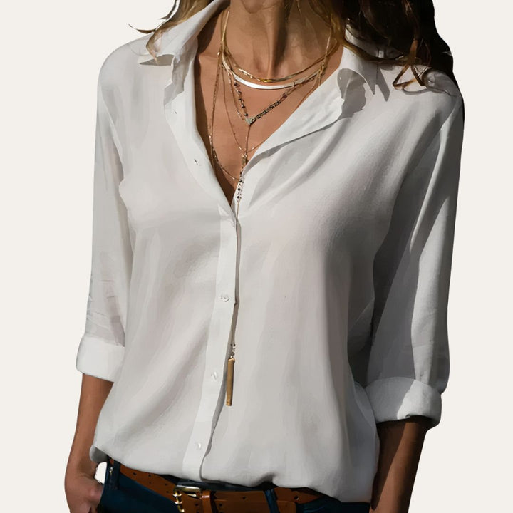 Vestea | Damen Langarm Bluse mit Knopfleiste
