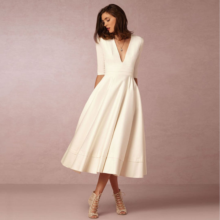 Elegantes Baumwoll Midikleid Damen | Vestea