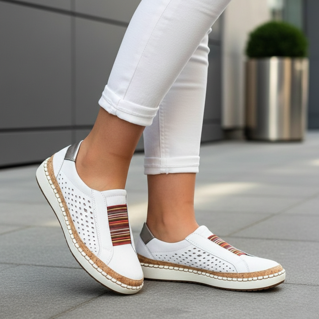 Women Orthopedic Faux Leather Slip On Sneakers