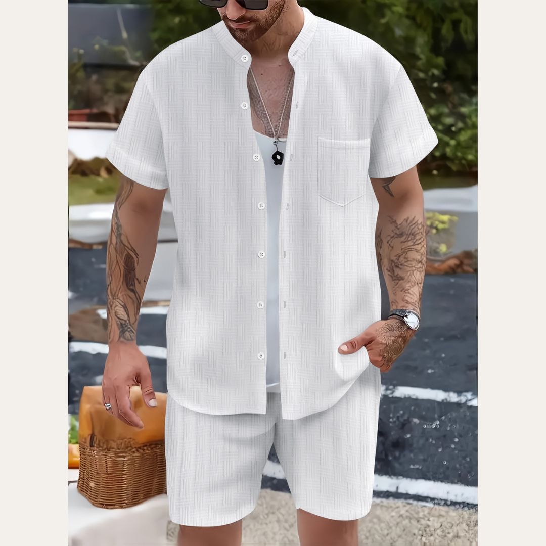 Herren Kurzarm Set aus Leinenmischung | Vestea