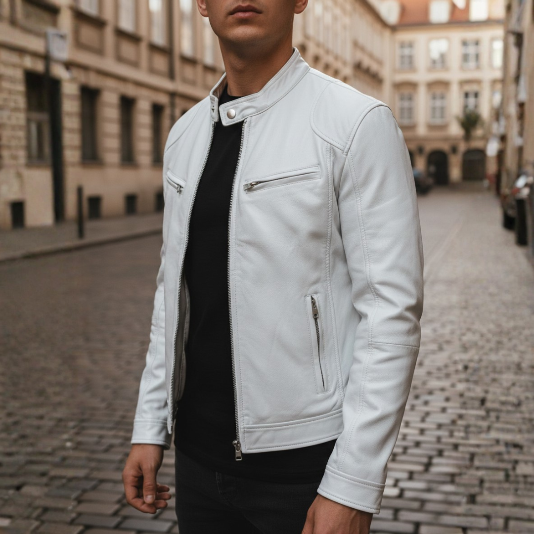 Men Faux Leather Slim Biker Moto Jacket