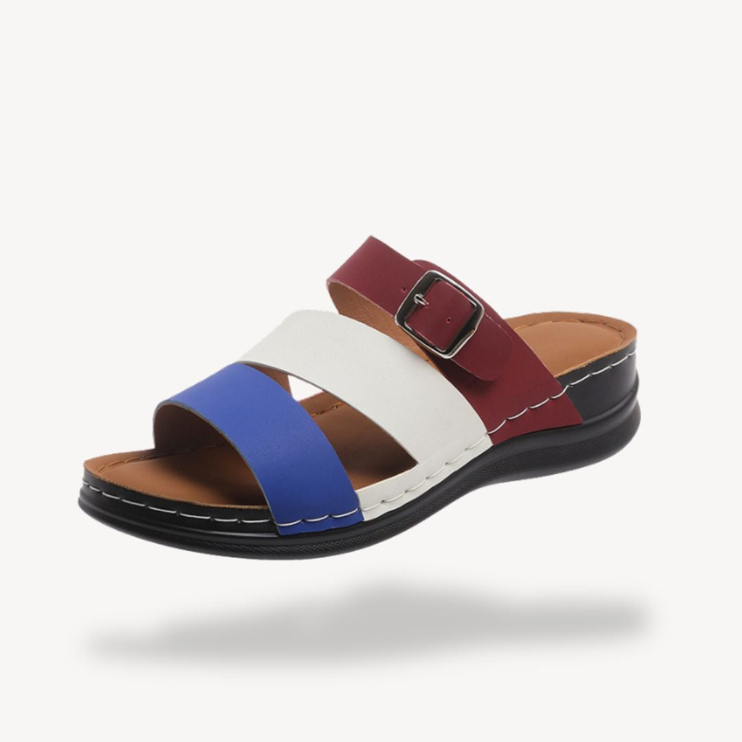 Damen Bunte Orthopädische Ledersandalen | Vestea