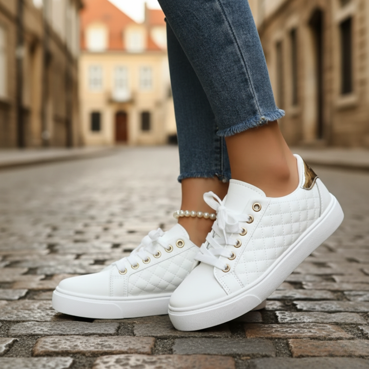 Sneaker Damen Kunstleder Schwarz und Weiß | Vestea