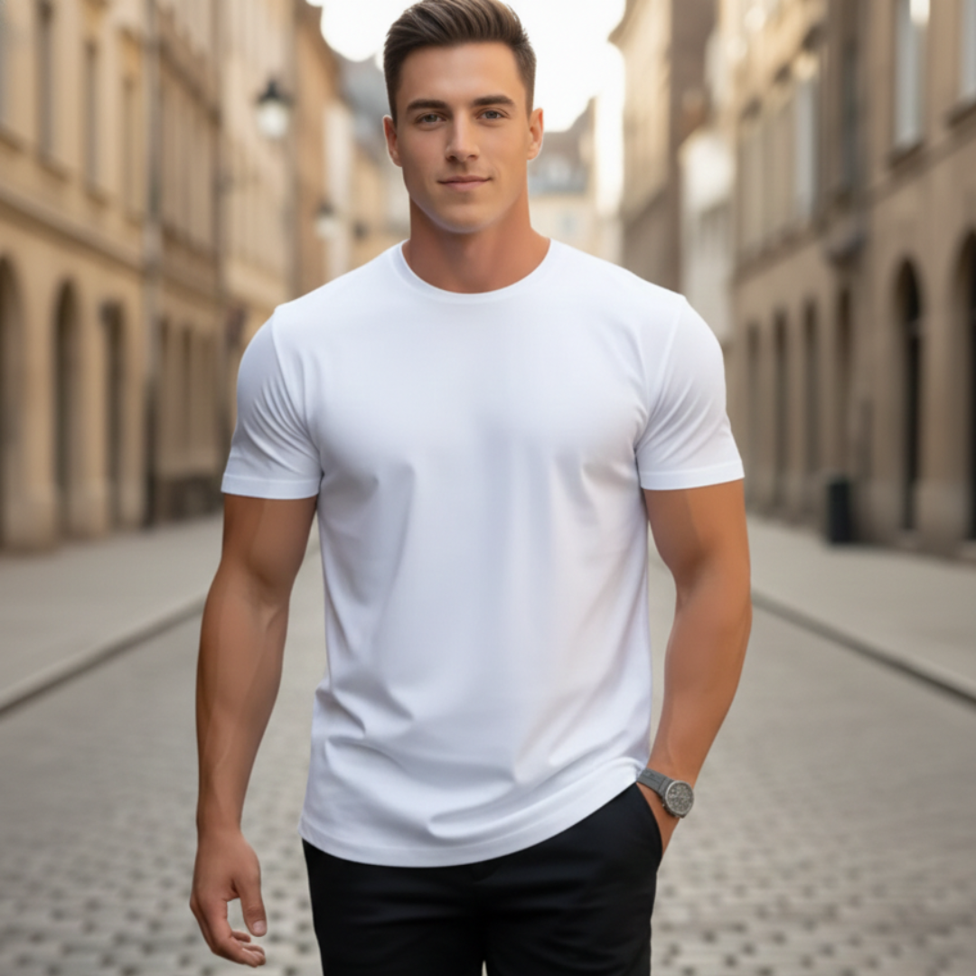 T-Shirt Crew Neck Short Sleeve Slim Fit Men