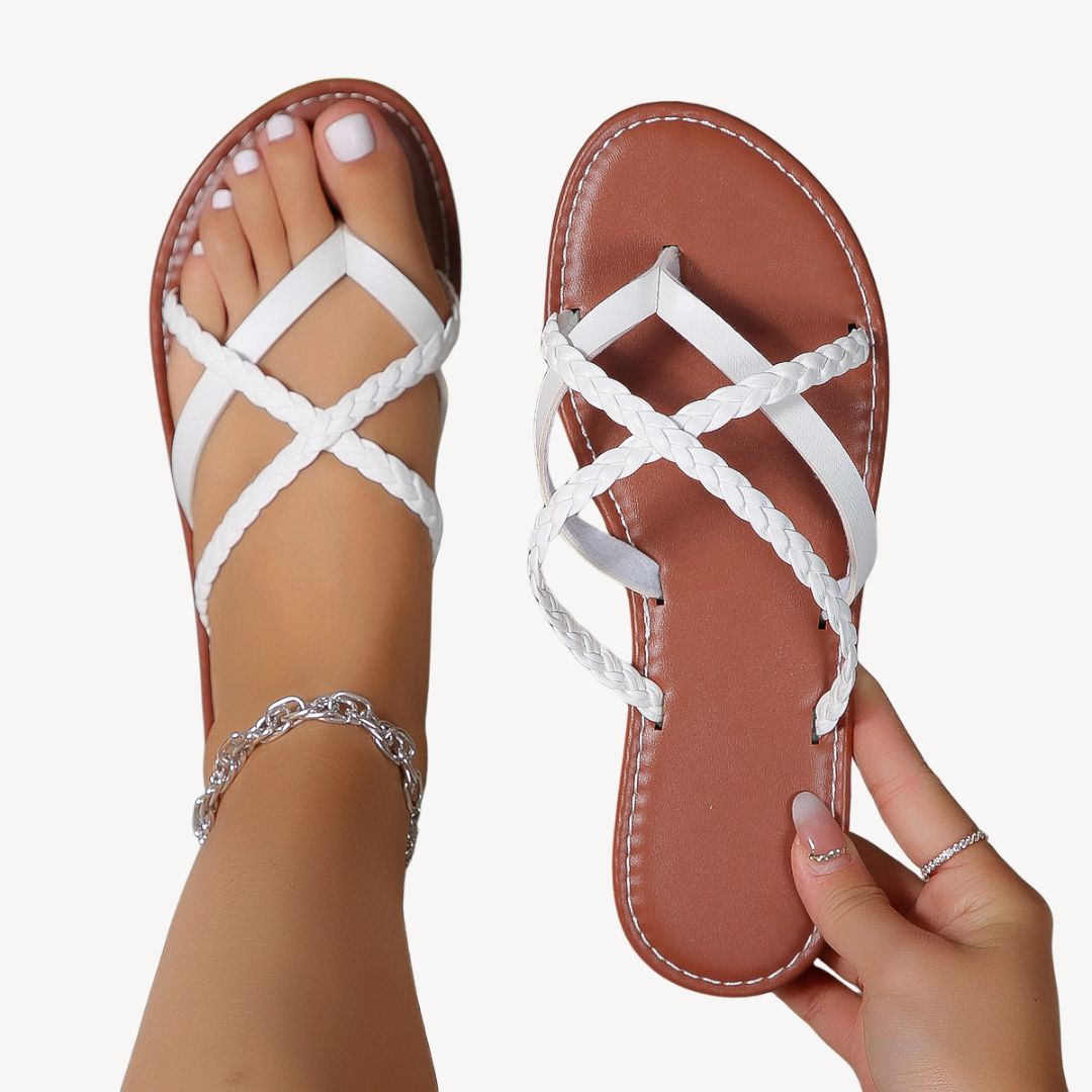 Damen Geflochtene Orthopädische Flache Sandalen | Vestea