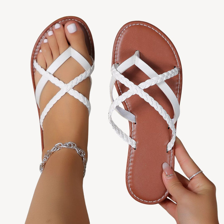 Damen Geflochtene Orthopädische Flache Sandalen | Vestea