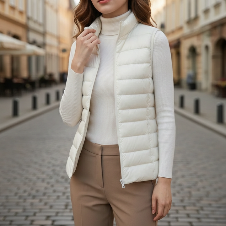 Veste sans manches matelassée ultralégère à fermeture éclair intégrale pour femmes
