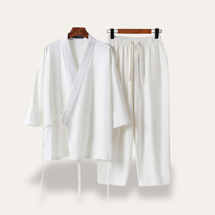 Herren Kimono Leinenmischung Freizeit Set | Vestea