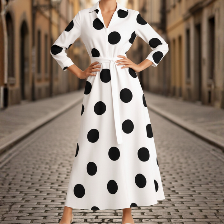 Damenkleid mit Kragen und Langarm | Vestea