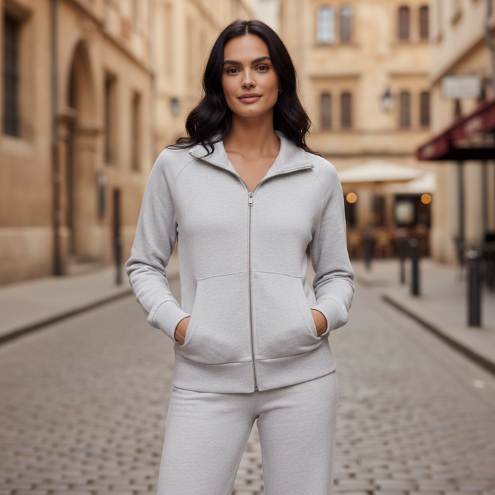 Ensemble détente Veste zippée Pantalon évasé Coupe décontractée Femme