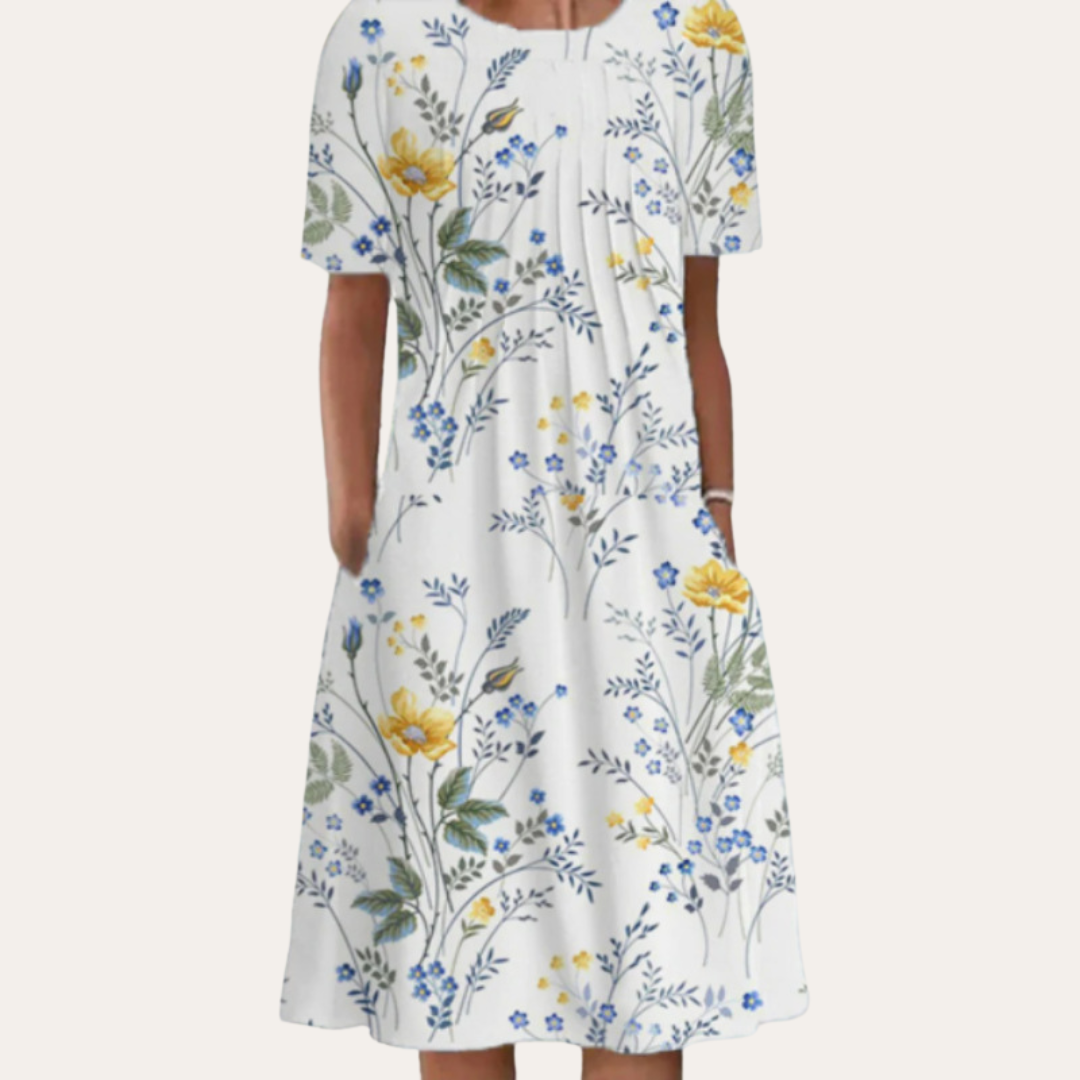 Vestea | Baumwoll Kurzarm Midikleid Damen