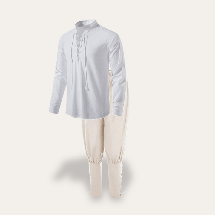 Vestea | Herren Mittelalterliches Baumwoll-Set – Langarm Tunika & Hose