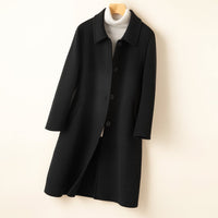Women's A-Line Wool Coat | Flared Hem Brogue Hybrid Boots Back