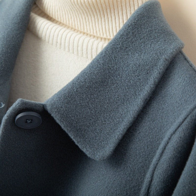 Women's A-Line Wool Coat | Flared Hem Brogue Hybrid Boots Close Up