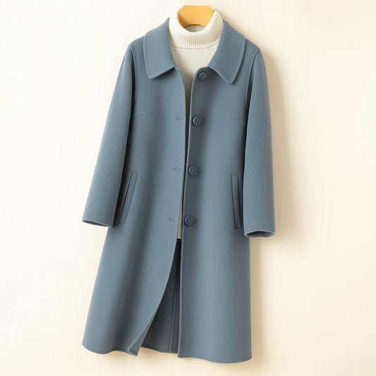 Women's A-Line Wool Coat | Flared Hem Brogue Hybrid Boots Hero