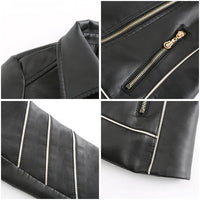 Women's Asymmetric Zip Vegan Leather Jacket | Notched Lapel Angle
