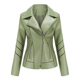 Women's Asymmetric Zip Vegan Leather Jacket | Notched Lapel