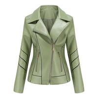 Women's Asymmetric Zip Vegan Leather Jacket | Notched Lapel Hero