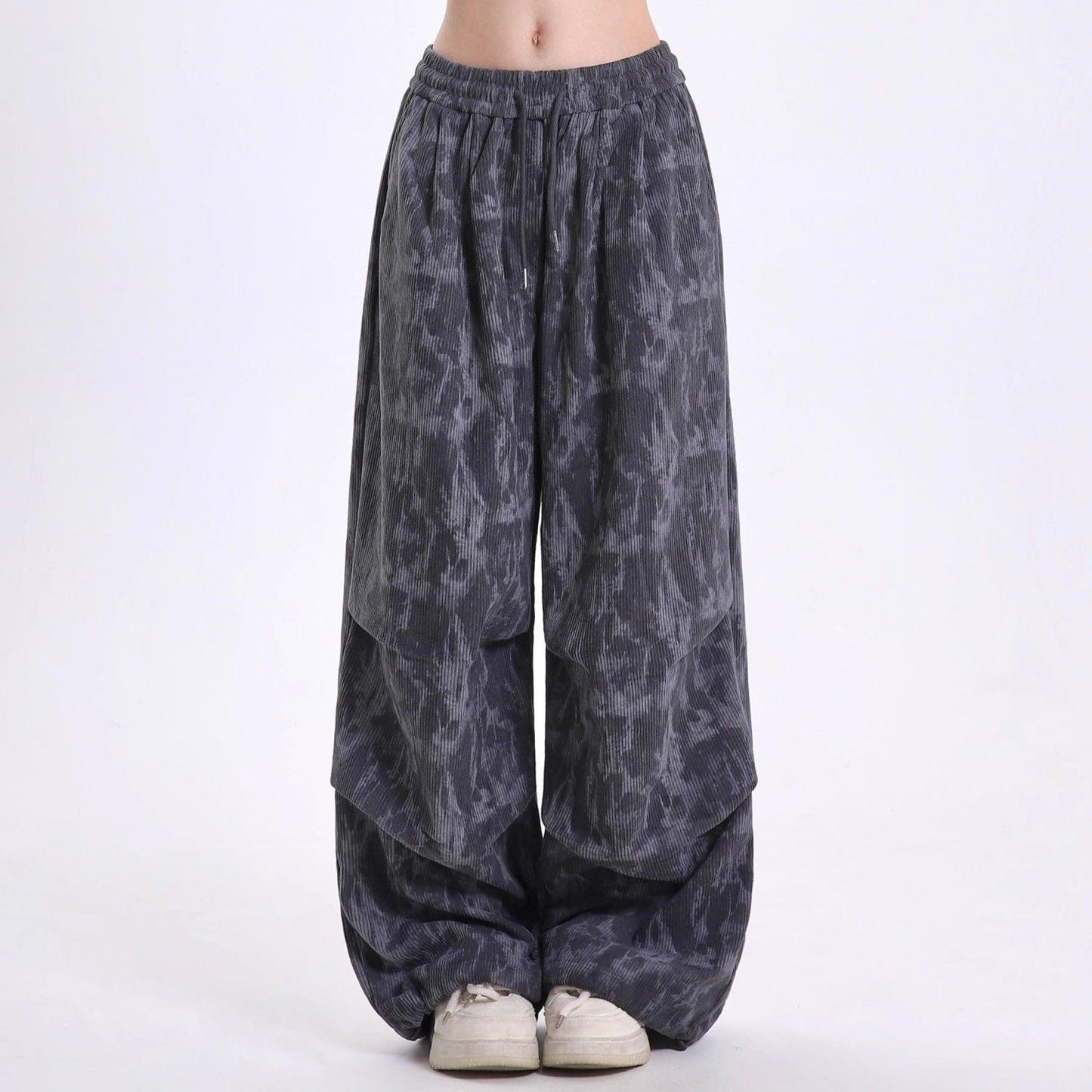 Women's Baggy Wide Leg Pants | Drawstring Balloon Hem Front