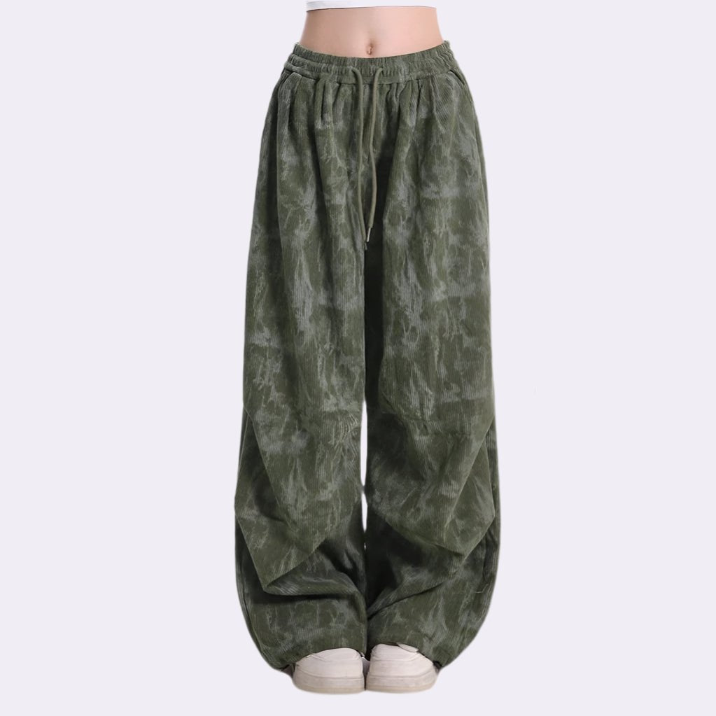 Women's Baggy Wide Leg Pants | Drawstring Balloon Hem Side