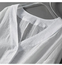 Women's Balloon Sleeve Summer Linen Blouse | Loose Fit Front