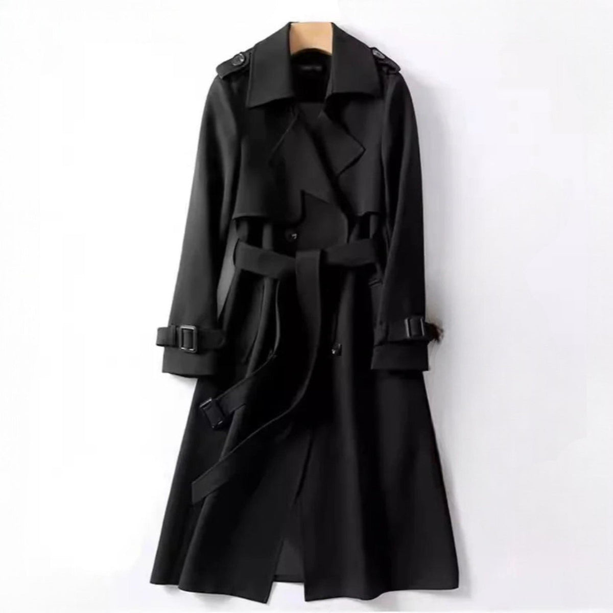 Women's Belted A-Line Trench Coat | Full-Length Tailored Fit Back