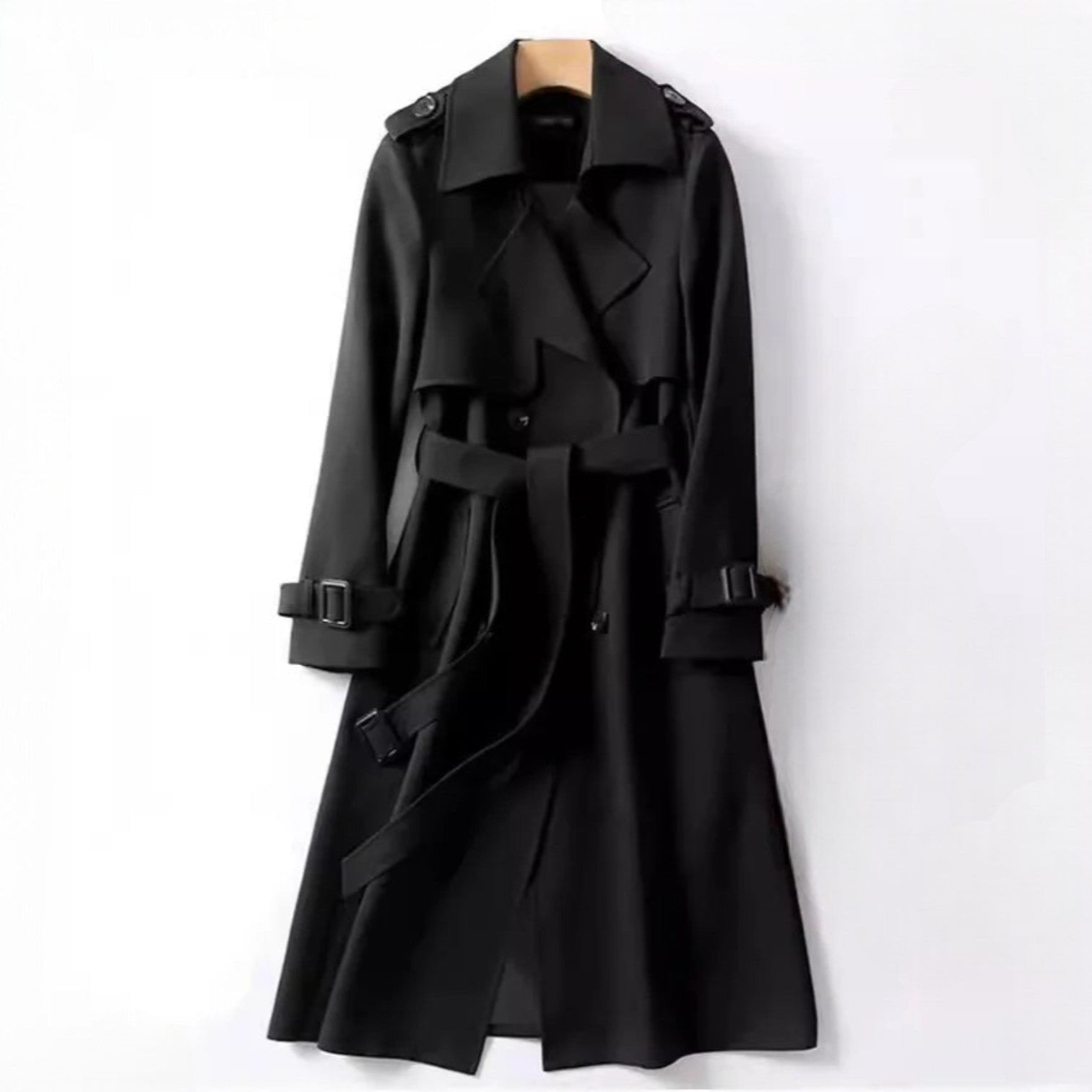 Women's Belted A-Line Trench Coat | Full-Length Tailored Fit Back