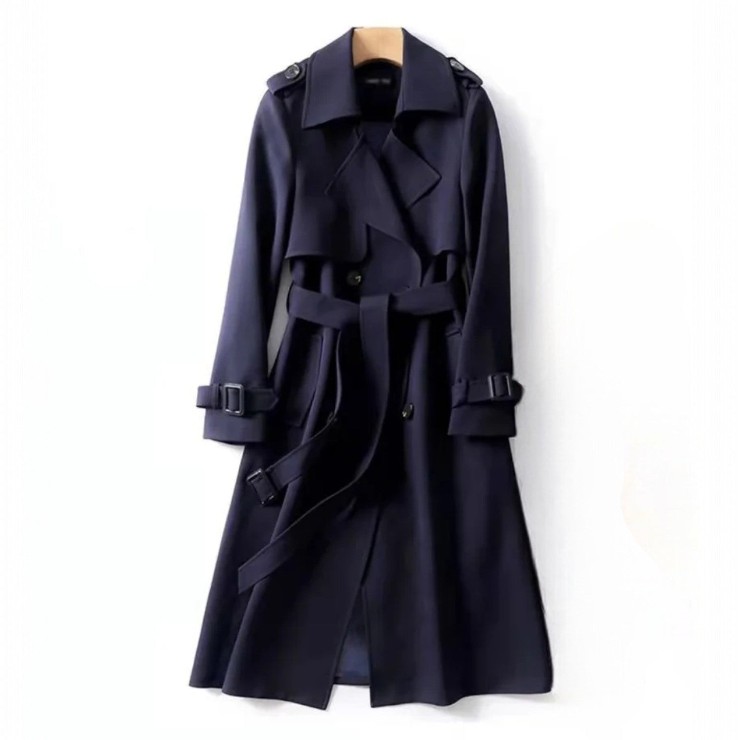 Women's Belted A-Line Trench Coat | Full-Length Tailored Fit Detail