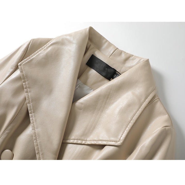 Women's Belted Sheepskin Leather Trench Coat | Longline Silhouette Angle