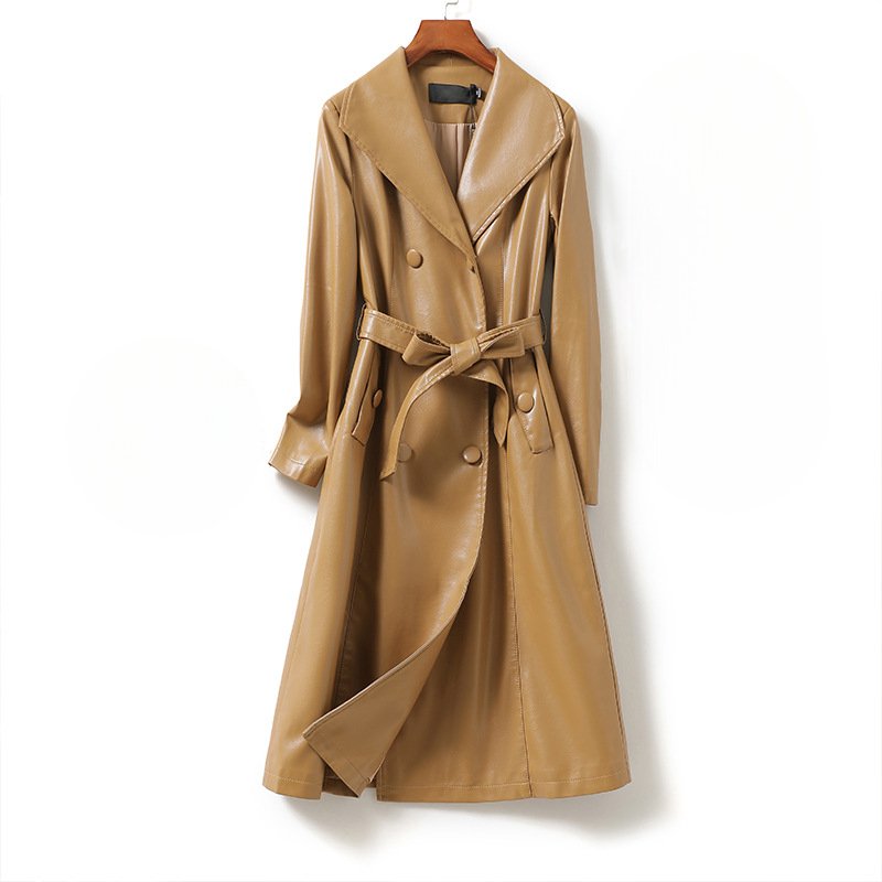 Women's Belted Sheepskin Leather Trench Coat | Longline Silhouette Hero